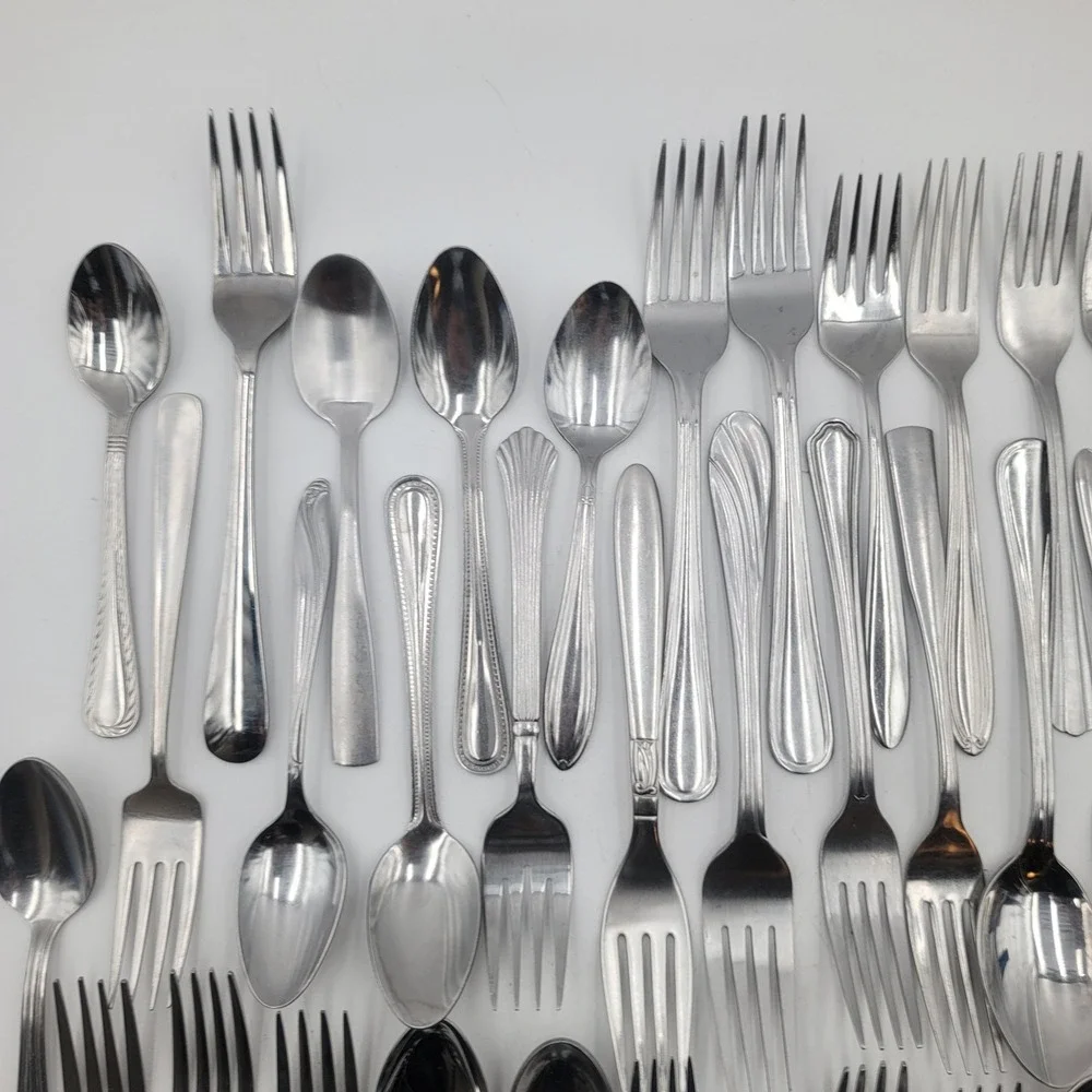 45pc Mismatched Stainless Steel Flatware Lot Assorted Forks Spoons Knife Set